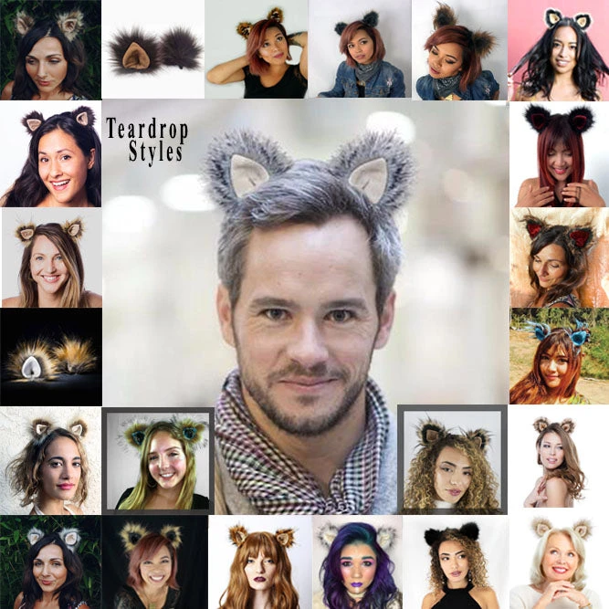 Furry Ears -Natural- Teardrop Style 3 Furry Ears -Natural- Teardrop Style