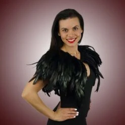 High Collar Feather Cape -Smiffys Sales featherape model side