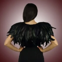 High Collar Feather Cape -Smiffys Sales feathercape model back