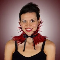 Feather Choker -Smiffys Sales featherchoker red model front