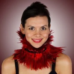 Feather Choker -Smiffys Sales feathercollar red back model