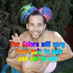 Furry Ears -Colorful And Sparkly Styles -Smiffys Sales rainbow sparkle male fur colors will vary